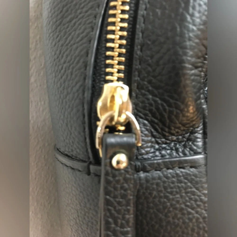 Kate Spade Cow Leather Zipper Backpack Black Gold Classic Preppy - Picture 5 of 15